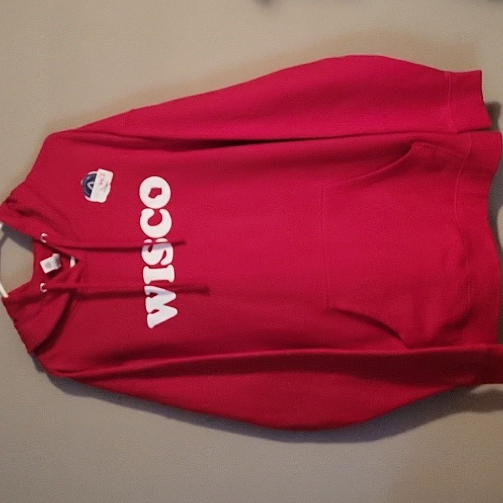Red unisex WISCO hoodie, new with tags!